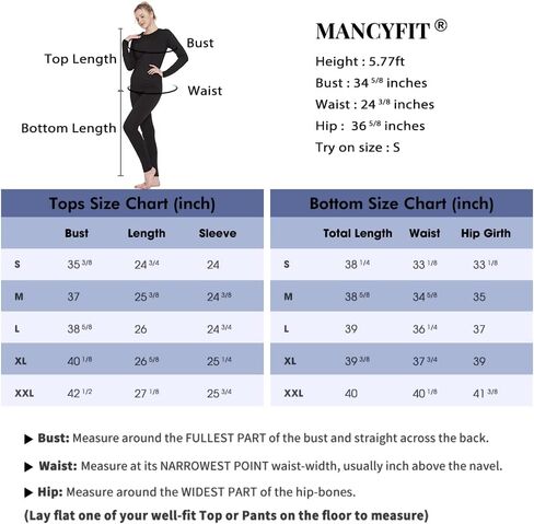 ملابس داخلية حرارية من MANCYFIT للنساء للطقس البارد، طبقة أساسية طويلة من الشتاء للتزلج والجري in Kuwait