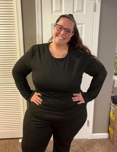 ملابس داخلية حرارية مقاس كبير من FOREYOND للنساء أطقم جونز طويلة مبطنة بالصوف طبقة أساسية بيجامة علوية وسفلية in Kuwait