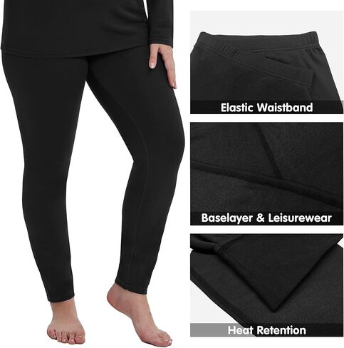 ملابس داخلية حرارية مقاس كبير من FOREYOND للنساء أطقم جونز طويلة مبطنة بالصوف طبقة أساسية بيجامة علوية وسفلية in Kuwait