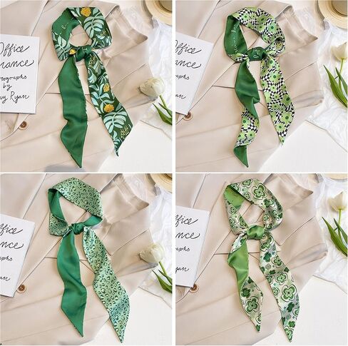 QTMY 17 حزمة وشاح المحفظة، وشاح Twilly للحقائب وشاح الرأس الحريري لحقيبة يد الشعر النساء والأوشحة الفرقة الشعر الرقبة الأوشحة الموضة in Kuwait