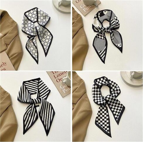 QTMY 17 حزمة وشاح المحفظة، وشاح Twilly للحقائب وشاح الرأس الحريري لحقيبة يد الشعر النساء والأوشحة الفرقة الشعر الرقبة الأوشحة الموضة in Kuwait