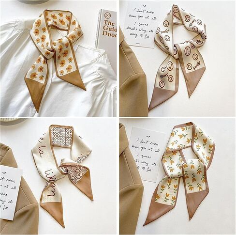 QTMY 17 حزمة وشاح المحفظة، وشاح Twilly للحقائب وشاح الرأس الحريري لحقيبة يد الشعر النساء والأوشحة الفرقة الشعر الرقبة الأوشحة الموضة in Kuwait