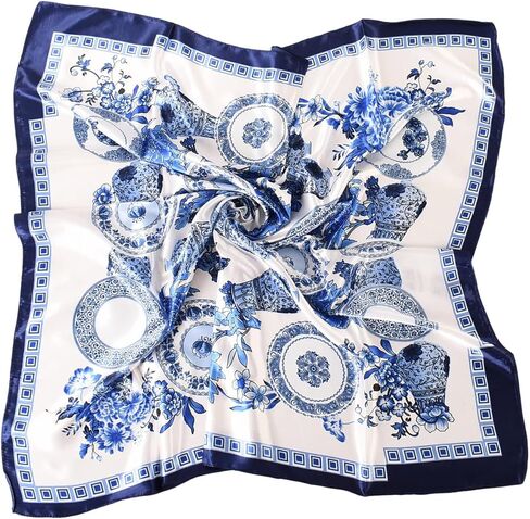 EIysee 35 x 35 Women's Fashion Pattern Large Square Silk Like Hair Scarf Head Sleeping Wrap Satin Neck Bandana for Gift… in Kuwait