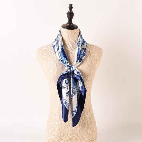 EIysee 35 x 35 Women's Fashion Pattern Large Square Silk Like Hair Scarf Head Sleeping Wrap Satin Neck Bandana for Gift… in Kuwait