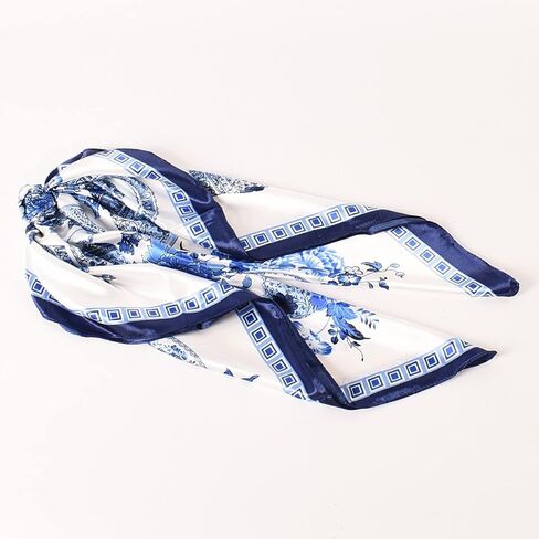 EIysee 35 x 35 Women's Fashion Pattern Large Square Silk Like Hair Scarf Head Sleeping Wrap Satin Neck Bandana for Gift… in Kuwait