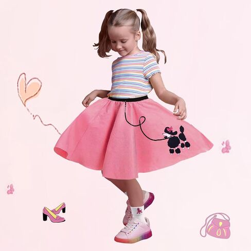 FAYBOX 2 Pairs 50s Bobby Socks with Poodle Applique Cute Poodle Socks Gifts for Girls 50s Socks Halloween in Kuwait