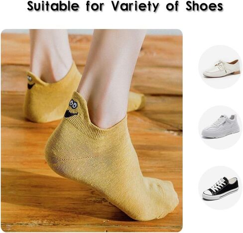 Exttlliy 10 Pairs Embroidered Cartoon Socks Casual Funny Boat Socks Emogi Ankle Low Cut Socks in Kuwait