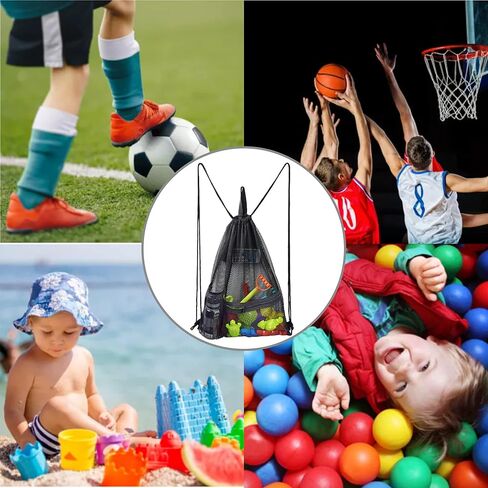 حقيبة شبكية برباط شديدة التحمل من رودموكس، حقيبة ظهر رياضية بخيوط رياضية مع حامل زجاجة مياه وجيب أمامي لكرة القدم وكرة السلة والتسوق وصالة الألعاب الرياضية والسباحة وألعاب الشاطئ in Kuwait