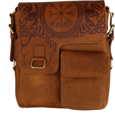 Mythrojan URBAN VIKING SATCHEL REAL LEATHER Messenger bag Vintage Look Celtic iPad Tablet Bag Cross Body Shoulder Bag, 10.6"x8.6"x 2.6" in Saudi Arabia