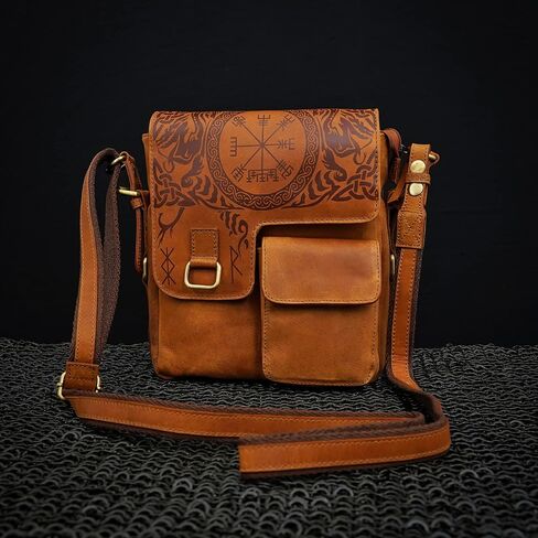 Mythrojan URBAN VIKING SATCHEL REAL LEATHER Messenger bag Vintage Look Celtic iPad Tablet Bag Cross Body Shoulder Bag, 10.6"x8.6"x 2.6" in Saudi Arabia