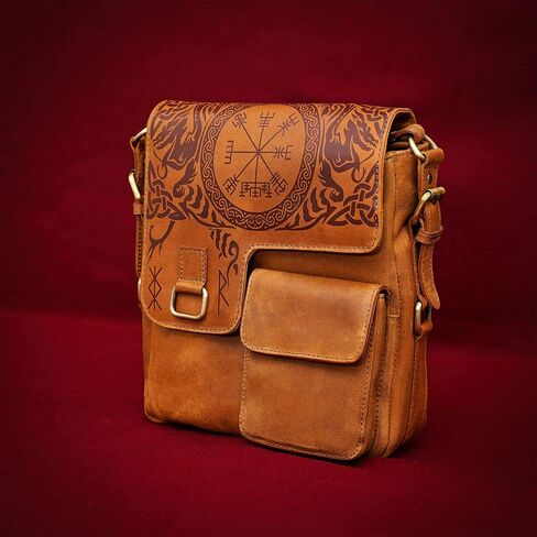 Mythrojan URBAN VIKING SATCHEL REAL LEATHER Messenger bag Vintage Look Celtic iPad Tablet Bag Cross Body Shoulder Bag, 10.6"x8.6"x 2.6" in Saudi Arabia