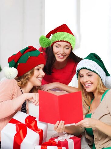 Ramede 20 Pcs Christmas Knitted Beanie Hat Bulk Winter Elf Santa Hat with Pompom Unisex Xmas Knit Crochet Hats for Adult Holiday in Saudi Arabia
