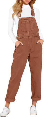 LookbookStore Women's Casual Stretch Denim Bib Overalls Pants Pocketed Jeans Jumpsuits in Kuwait