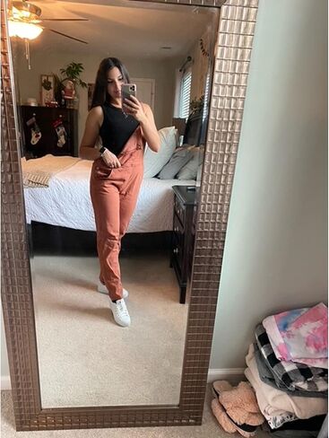 LookbookStore Women's Casual Stretch Denim Bib Overalls Pants Pocketed Jeans Jumpsuits in Kuwait