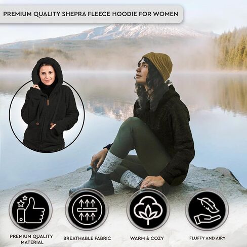 سترة TrailCrest النسائية الكاجوال من الصوف الشيربا الغامض بسحاب كامل مع فتحات إبهام، مقاس مريح in Kuwait