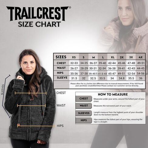 سترة TrailCrest النسائية الكاجوال من الصوف الشيربا الغامض بسحاب كامل مع فتحات إبهام، مقاس مريح in Kuwait