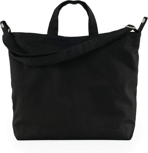 BAGGU Horizontal Duck Bag Canvas Tote, Essential Everyday Tote, Spacious and Roomy, Black in Saudi Arabia