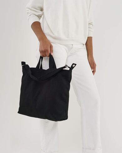 BAGGU Horizontal Duck Bag Canvas Tote, Essential Everyday Tote, Spacious and Roomy, Black in Saudi Arabia