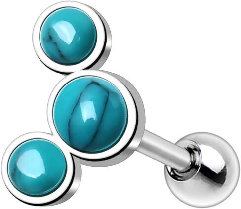 Amelia Fashion 16 Gauge Triple Turquoise Cartilage Earring Externally Threaded 316L Stainless Steel in Saudi Arabia
