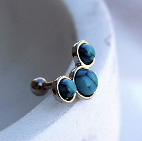 Amelia Fashion 16 Gauge Triple Turquoise Cartilage Earring Externally Threaded 316L Stainless Steel in Saudi Arabia