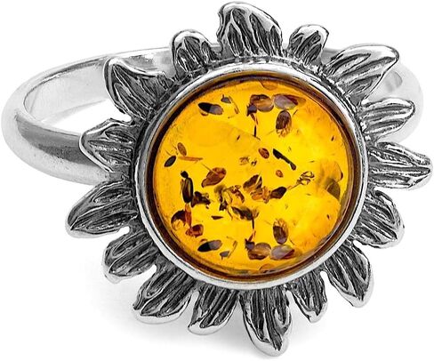 Ian and Valeri Co. Amber Sterling Silver Yellow Sun Ring in Saudi Arabia