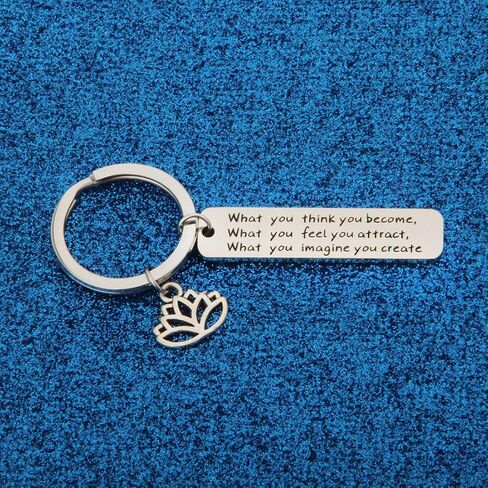WUSUANED Buddhist Inspirational Quote Keychain What You Think You Become Buddha Jewelry Inspirational Gift in Kuwait