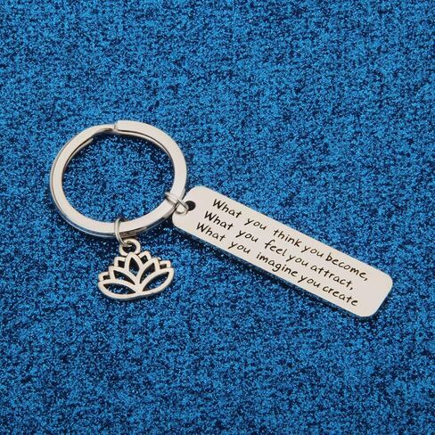 WUSUANED Buddhist Inspirational Quote Keychain What You Think You Become Buddha Jewelry Inspirational Gift in Kuwait
