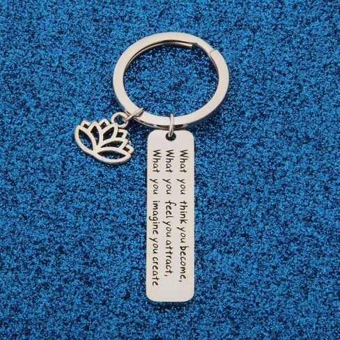 WUSUANED Buddhist Inspirational Quote Keychain What You Think You Become Buddha Jewelry Inspirational Gift in Kuwait