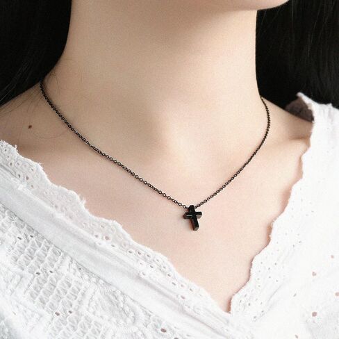 TEMICO Tiny Simple Cross Pendant for Children Boys Girls Stainless Steel Small Necklace with 16" Chain in Kuwait