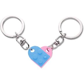 KINBOM Heart Keychain Set, 2pcs Matching Heart Keychain Couple Keychains Small Heart Decorations for Party, Valentines Gift for Girlfriend Boyfriend (Pink+ blue) in Kuwait