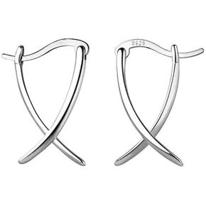 Silver Hoop Earrings for Women, Minimalist Sterling Silver Jewelry, Small Silver Hoops, Front Back Earrings, Unusual, Edgy 925 Silver Hoop Earrings in Saudi Arabia