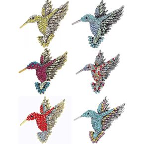 جامو 6 قطع من بروش ملون على شكل طائر طنان للفتيات نحن مجموعة مجوهرات كلاسيكية عصرية دبوس طوق وشاح الحرير مشبك مشبك قلادة مجوهرات عصرية, معدن, حجر الراين in Kuwait