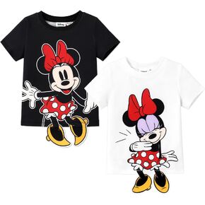 Disney Mickey and Friends Kids Boys Girls Solid Character Print Short-Sleeve Cotton Tees T-Shirts Tops 2PCS