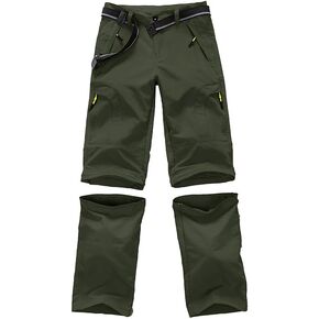 Asfixiado Boys Cargo Pants, Kids Girls Outdoor Quick Dry Waterproof UPF 50+ Hiking Climbing Convertible Trousers #9017 Army Green-XL