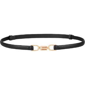 WHIPPY Women Skinny Leather Belt Adjustable Thin Waist Belt Fashion Buckle Belt for Dress