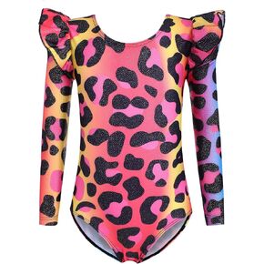 Arshiner Girls Gymnastics Leotards Ruffle Long Sleeve Shimmer Ballet Unitard Dancewear for 3-10 Years in Kuwait