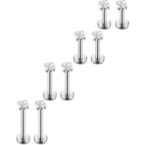 ORAZIO 4-8 Pcs 18G Stainless Steel Nose Piercing Lip Rings Studs Ear Piercings 6mm in Saudi Arabia