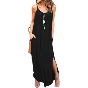 GRECERELLE Women's Summer Casual Loose Dress Beach Cover Up Long Cami Maxi Dresses with Pocket in Saudi Arabia