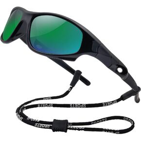 COOLSOME Kids Flexible Polarized UV Protection Sunglasses for Boys Girls Age 3-10 with Strap