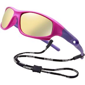 COOLSOME Kids Flexible Polarized UV Protection Sunglasses for Boys Girls Age 3-10 with Strap in Kuwait