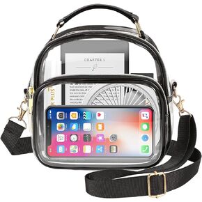 MoKo Clear Bag Stadium Approved for Women, Large Capicity Crossbody Bag with 2 Pockets and Zipper