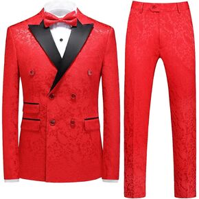 Mens Suit 3 Piece Floral Tux Double Breasted Blazer Vest Pants Set