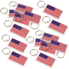 ArtCreativity Set of 12 American Flag Keychains, 4th of July Party Favors, Double Sided USA Flag Key Chains for Independence, Memorial, and Veterans Day, Red, White, and Blue Patriotic Accessories in Saudi Arabia