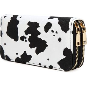 Nabegum Cow Print Wallet for Women Western Highland Purse Cow Stuff Gifts Ladies Large Capacity Credit Card Holder (Cow pattern)
