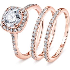 SweetJew 18K Gold Plated Cubic Zirconia Engagement Rings For Women 2 Carat AAAAA CZ Halo Size 4-12 in Saudi Arabia
