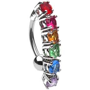 Dynamique 14g قوس قزح تشيكوسلوفاكيا أعلى قطرة 316L الجراحية الصلب البطن زر السرة الدائري in Kuwait