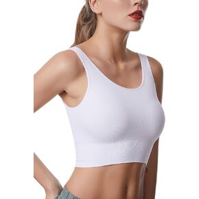 Women's Light Support Sport Bra Wireless Longline Comfy Bra-Seamless Yoga Crop Tops