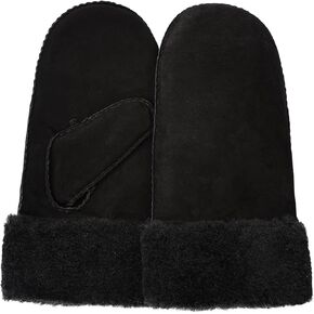 Surblue Men’s Winter Sheepskin Suede Mittens Leather Fur Premium Shearling Warm Cuff Thick Lambswool Lined