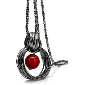 QIAN0813 Charm Triple Crystal Star Long Sweater Chain Necklace Fine Jewelry Crystals Women Red Pearl Cross Tassel Necklace