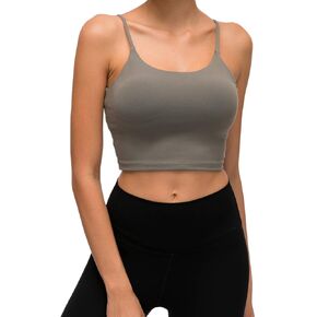 Gecdgzs Sports Bras for Women Longline Padded Crop Tops Running Fitness Yoga Workout Tank Top with Built in Bra Cami Bra Tops